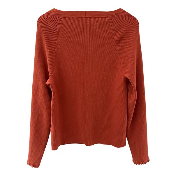 Boden Plus Ribbed Square Neck Knit Sweater Burnt Orange Size 16/18 - Picture 3 of 9